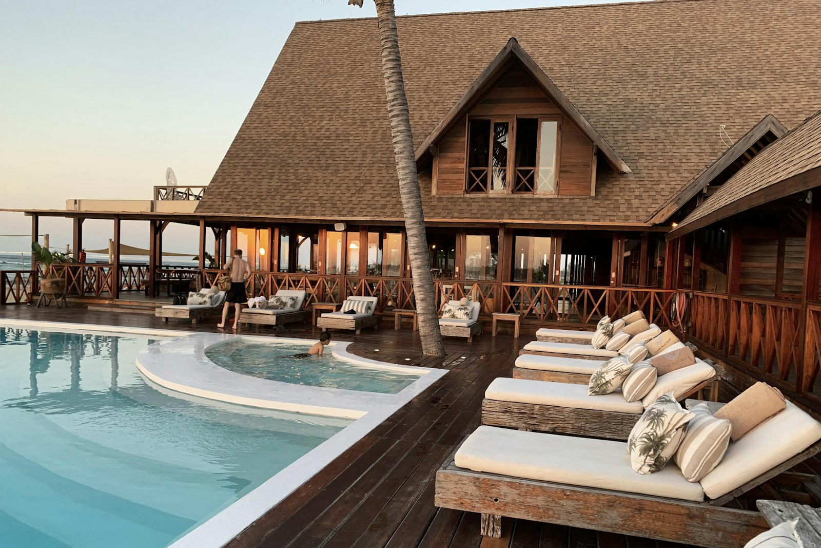 Luxury resort hotel beside a swimming pool